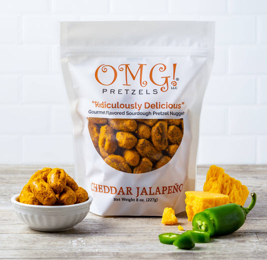OMG! Pretzels - Cheddar Jalapeno Flavored Sourdough Pretzel Nuggets