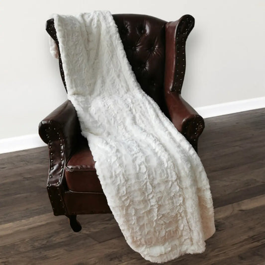 White/Cream 60 X 72 Minky Fur Blanket